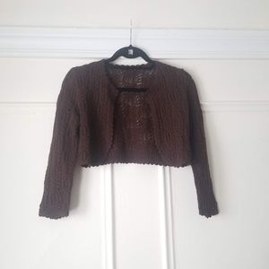 Brown, Cropped Cardigan/Bolero